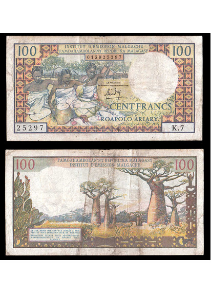 MADAGASCAR 100 Francs 1966 Buona Conservazione
